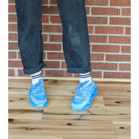 πLAST CHANCEπ FREE PEOPLE Let's Wander Washed Sneakers / Boardwalk Blue - Picture 7 of 16